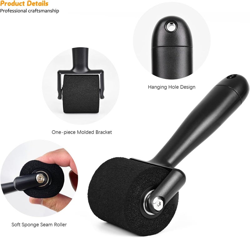 Ehdis طقم أدوات تنعيم ورق الجدران مع أسطوانة إسفنجية، مكشطة فينيل، أداة قطع للورق اللاصق، فيلم تظليل النوافذ، ملصقات، تركيب الرسومات - Image 2